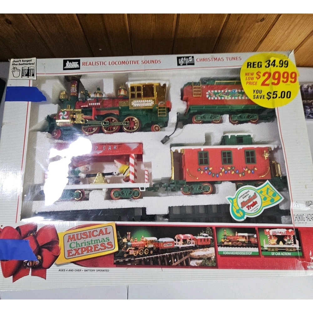 Vintage New Bright Musical Christmas Express #183 Elf Train Set 90s Tested Video